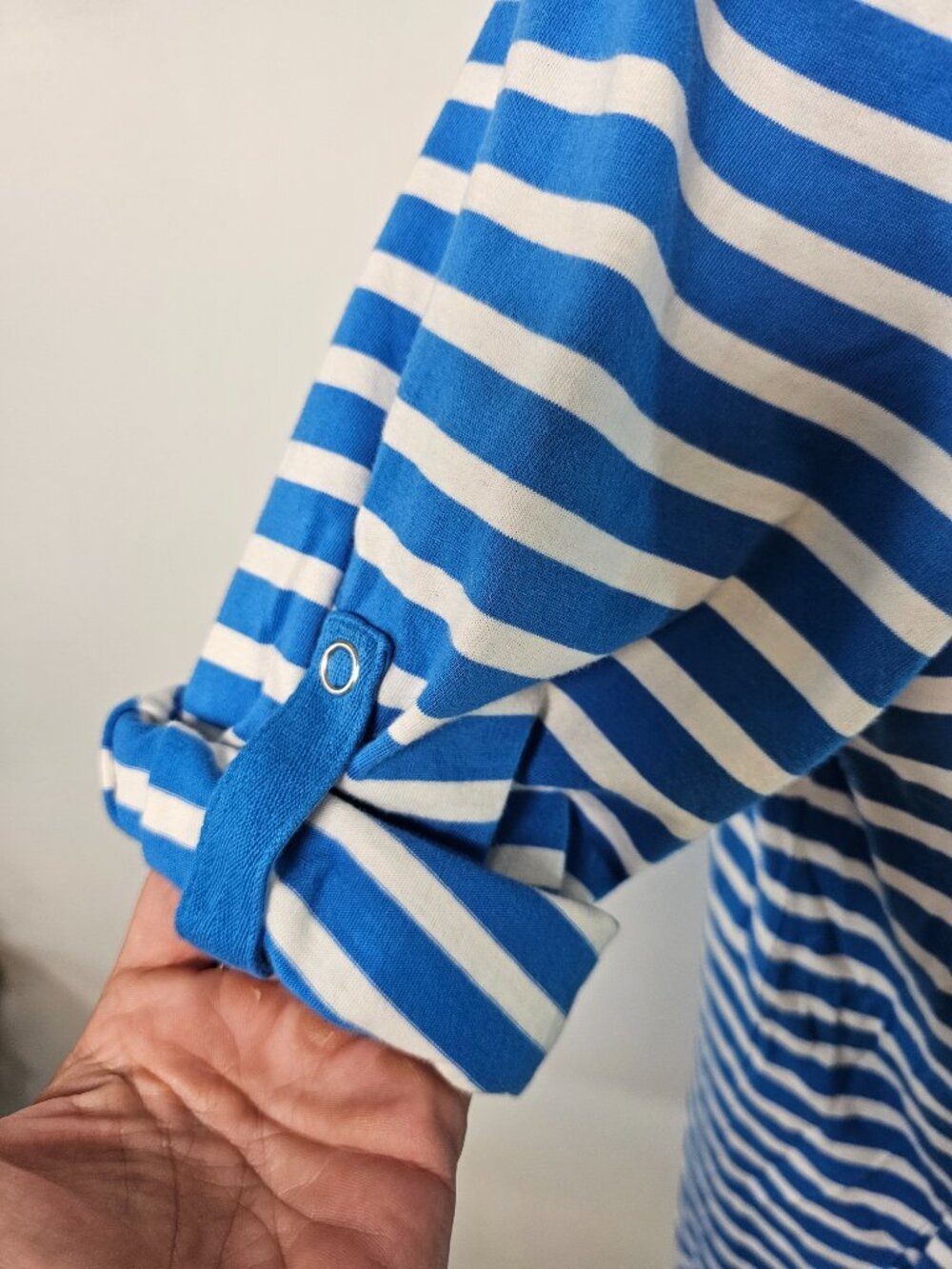 Lands' End Dress Coverup Blue White Stripes Hooded Beach Summer Casual M - Picture 3 of 10